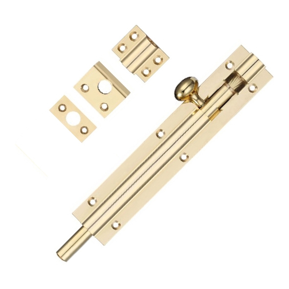 FB76 • 300 x 050mm • Polished Brass • Fulton & Bray Straight Door Bolt