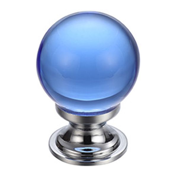 FCH02ACPB  25mm  Polished Chrome / Blue  Fulton & Bray Clear Cabinet Knob