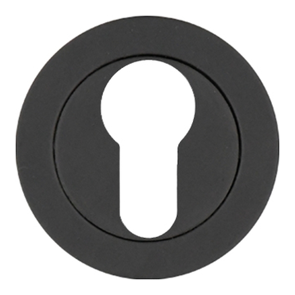 RT001PCB • Powder Coated Black • Rosso Tecnica Round Euro Cylinder Escutcheon