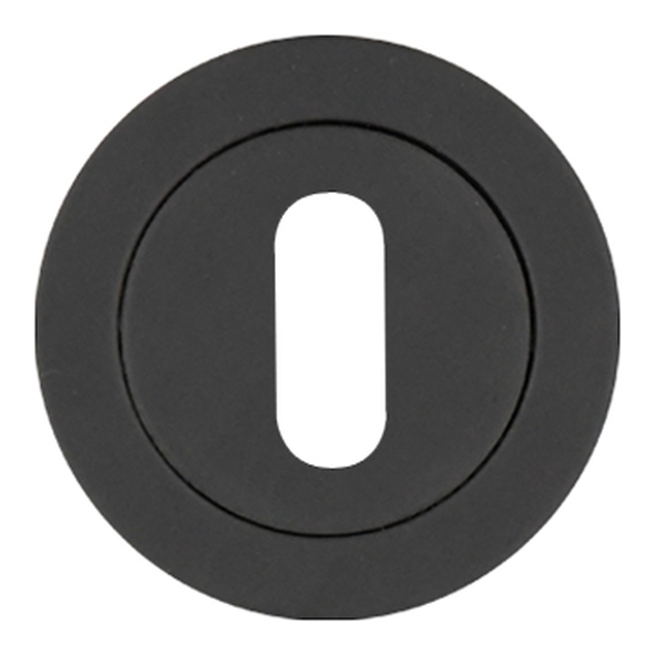 RT002PCB  Powder Coated Black  Rosso Tecnica Round Mortice Key Escutcheon