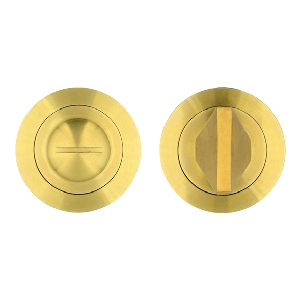 RT004PVDSB • PVD Satin Brass • Rosso Tecnica Round Bathroom Turn With Release