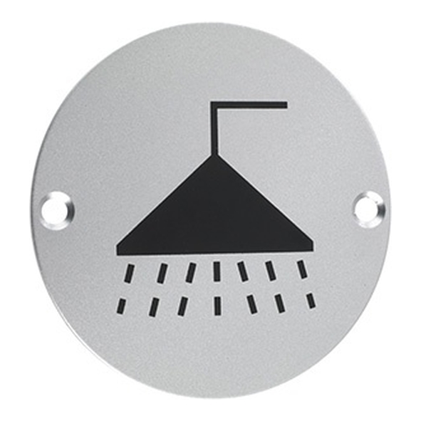 801.60723.111  075mm   Satin Aluminium  Screen Printed Shower Symbol