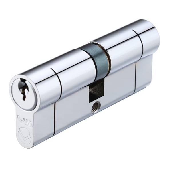 V5EP60DPCMK  30mm / 30mm  Polished Chrome  Veir 5 Pin Master Keyed Euro Double Cylinder