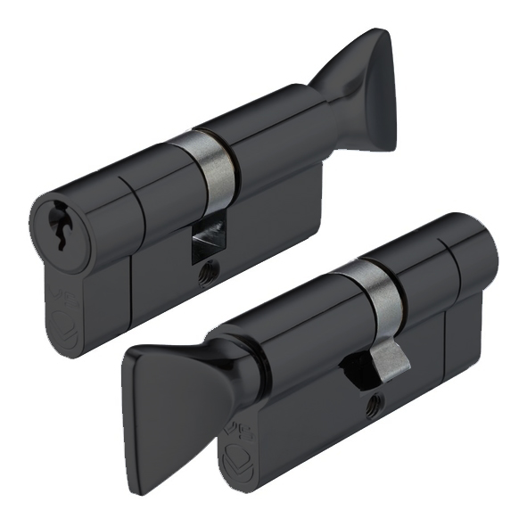 V5EP80CTBKMK  K 40mm / T 40mm  Black Coated  Veir 5 Pin Master Keyed Euro Cylinder With Turn