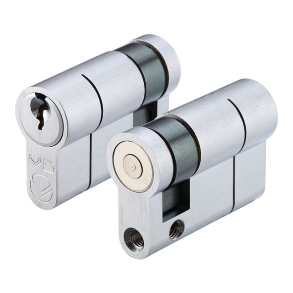 V5EP40SSCKA  40mm [30mm]  Satin Chrome  Veir 5 Pin Keyed Alike Euro Single Cylinder