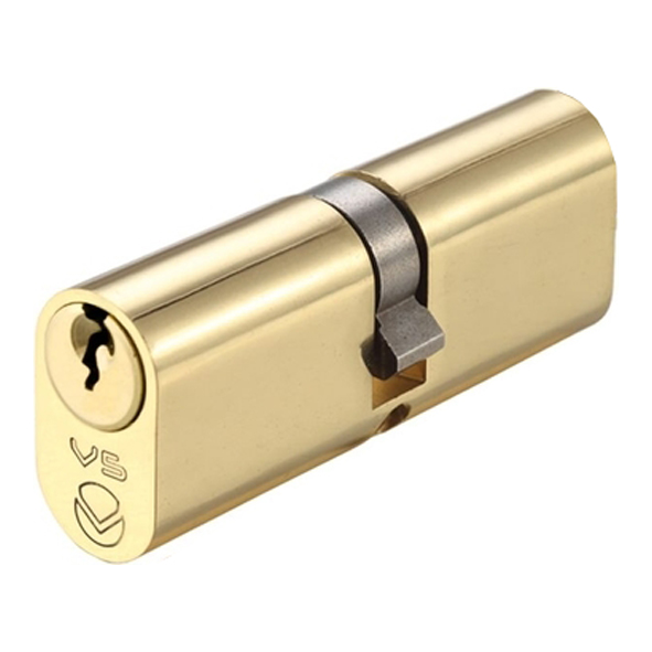 V5OP70DPBMK • 35mm / 35mm • Polished Brass • Veir 5 Pin Master Keyed Oval Double Cylinder