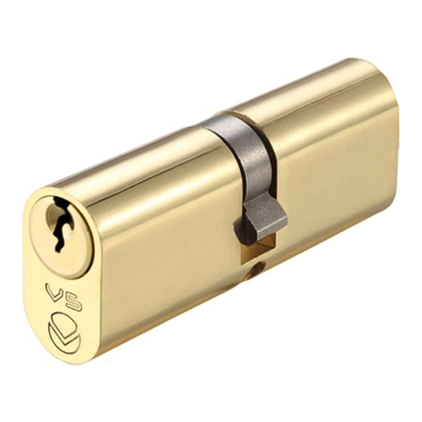 V5OP60DPBKA  30mm / 30mm  Polished Brass  Veir 5 Pin Keyed Alike Oval Double Cylinder