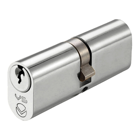 V5OP60DSCMK  30mm / 30mm  Satin Chrome  Veir 5 Pin Master Keyed Oval Double Cylinder