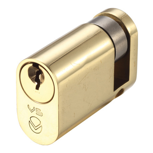V5OP40SPBE • 40mm [30mm] • Polished Brass • Veir 5 Pin Oval Single Cylinder