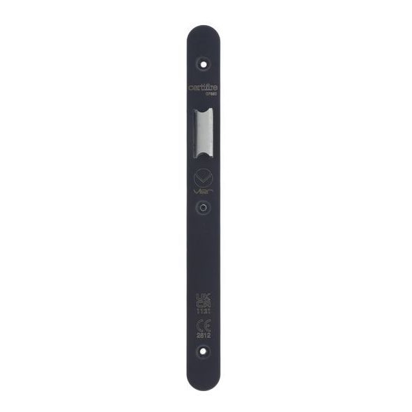 VDAP01-R-PVDBLK • Radiused Forend & Striker • PVD Satin Black • for Veir DIN Latches