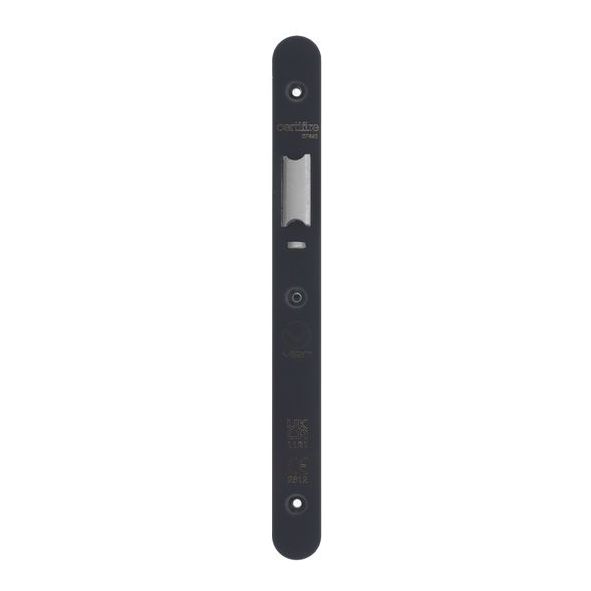 VDAP02-R-PCB  Radiused Forend & Striker  Powder Coated Black  for Veir DIN Nightlatches