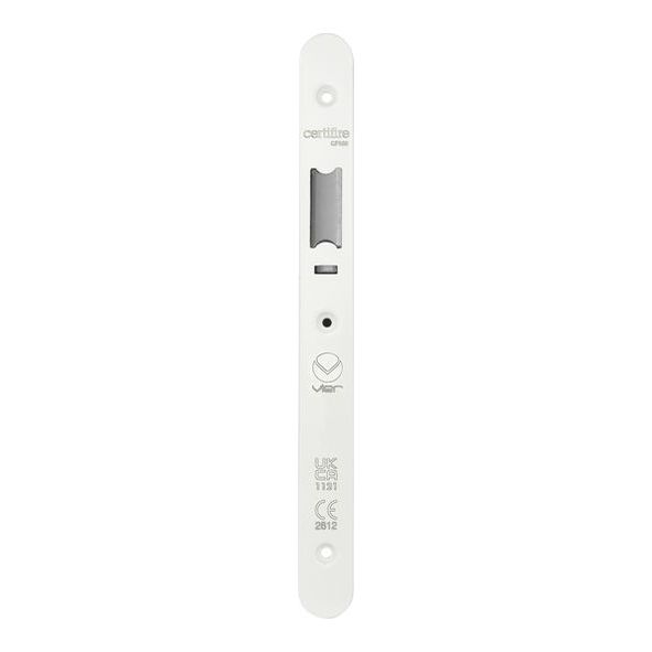 VDAP02-R-PCW  Radiused Forend & Striker  Powder Coated White  for Veir DIN Nightlatches