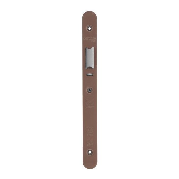 VDAP02-R-PVDBZ • Radiused Forend & Striker • PVD Satin Bronze • for Veir DIN Nightlatches