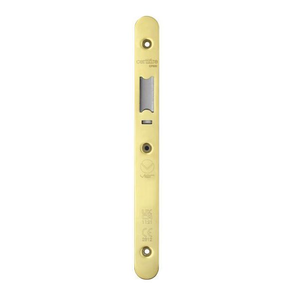 VDAP02-R-PVDG • Radiused Forend & Striker • PVD Gold • for Veir DIN Nightlatches