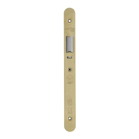 VDAP02-R-PVDSB  Radiused Forend & Striker  PVD Satin Brass  for Veir DIN Nightlatches