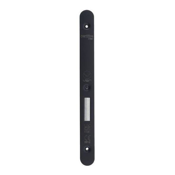 VDAP03-R-PCB • Radiused Forend & Striker • Powder Coated Black • for Veir DIN DeadLocks