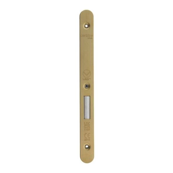 VDAP03-R-PVDSB  Radiused Forend & Striker  PVD Satin Brass  for Veir DIN DeadLocks