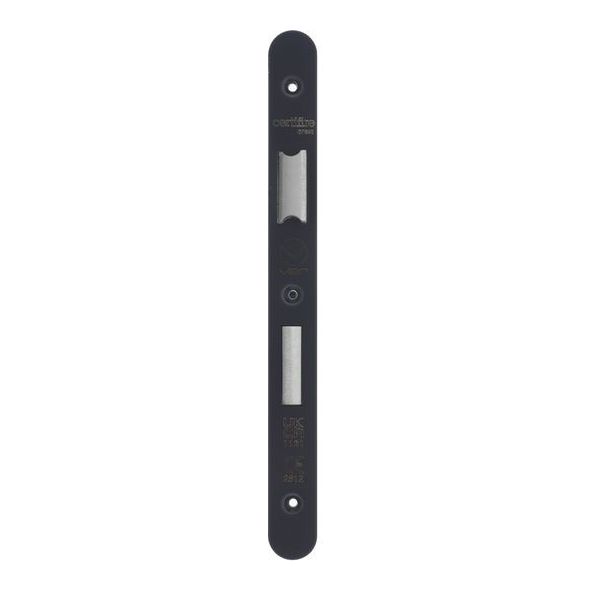 VDAP04-R-PCB  Radiused Forend & Striker  Powder Coated Black  for Veir DIN Sash & Bath  Locks