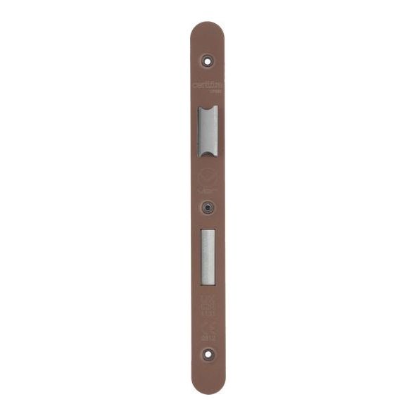 VDAP04-R-PVDBZ • Radiused Forend & Striker • PVD Satin Bronze • for Veir DIN Sash & Bath  Locks