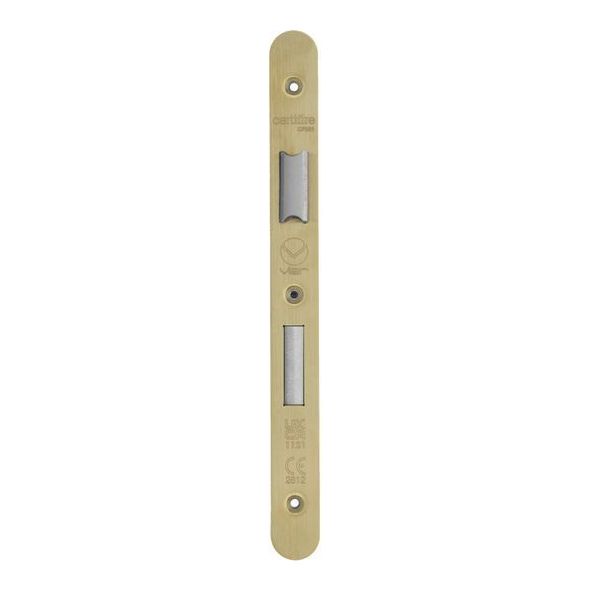 VDAP04-R-PVDSB • Radiused Forend & Striker • PVD Satin Brass • for Veir DIN Sash & Bath  Locks