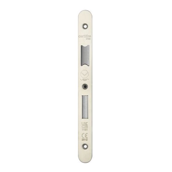 VDAP04-R-SSS  Radiused Forend & Striker  Satin SS  for Veir DIN Sash & Bath  Locks