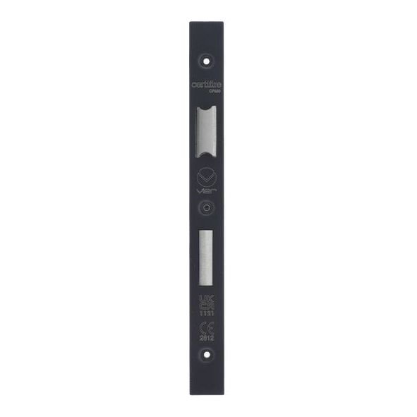 VDAP04-S-PCB • Square Forend & Striker • Powder Coated Black • for Veir DIN Sash & Bath  Locks