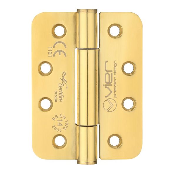 VHC243R-PVD • 102 x 076 x 3.0mm • PVD Brass [160kg] • G14 CE Concealed Bearing Radiused Corner 201 Stainless Butt Hinges