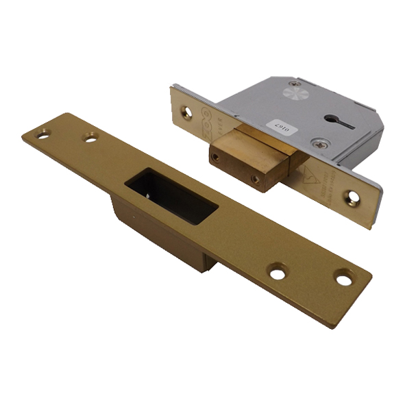 ZBSCD67PVD  067mm [40.5mm]  PVD Brass  Square  BS3621 Retro Fit 5 Lever Deadlock [Chubb 3G114E]