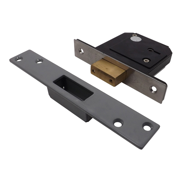ZBSCD80SS  080mm [53mm]  Satin Stainless  Square  BS3621 Retro Fit 5 Lever Deadlock [Chubb 3G114E]