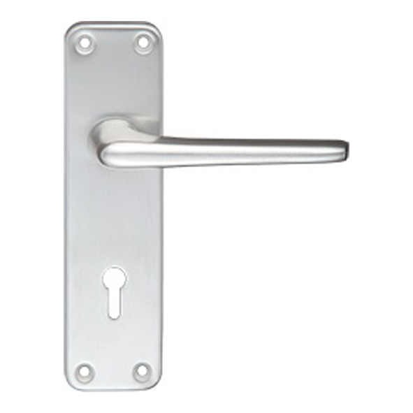ZCA21SA • Standard Lock [57mm] • Satin Aluminium • Zoo Hardware Face Fixing Levers On Backplates