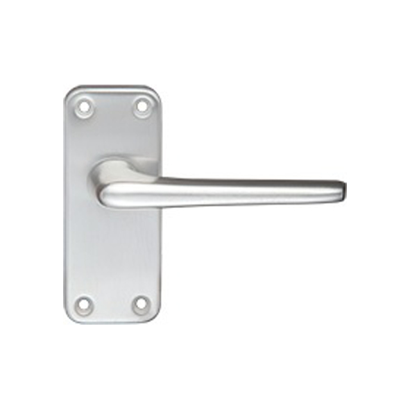 ZCA22SA • Short Plate Latch • Satin Aluminium • Zoo Hardware Face Fixing Levers On Backplates