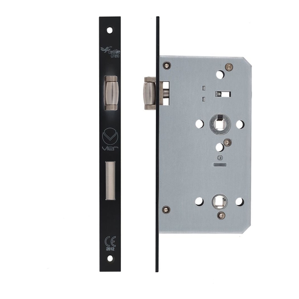 ZDL7260LL-PCB • 090mm [060mm] • Black • Square • Zoo Hardware Lift To Lock Roller Bolt DIN Bathroom Lock