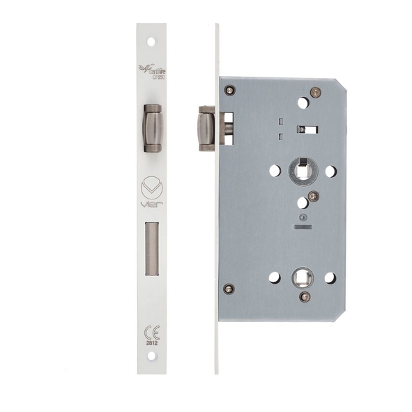 ZDL7260LL-PCW  090mm [060mm]  White  Square  Zoo Hardware Lift To Lock Roller Bolt DIN Bathroom Lock