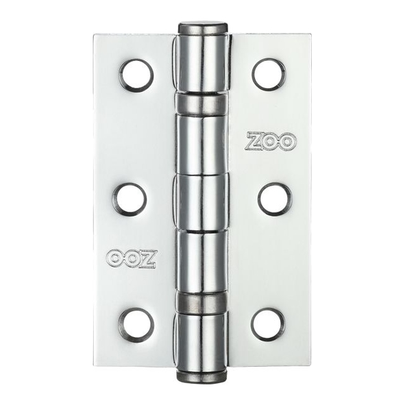 ZHS32CP • 076 x 050 x 2.0mm • Polished Chrome [40kg] • Strong Ball Bearing Square Corner Steel Butt Hinges