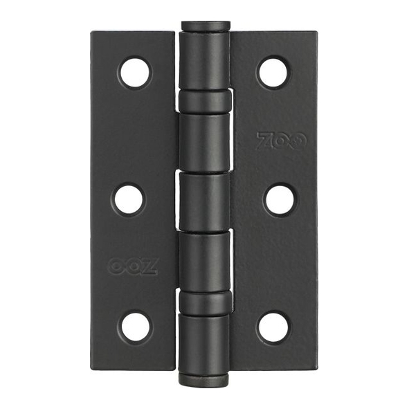 ZHS32PCB  076 x 050 x 2.0mm  Powder Black [40kg]  Strong Ball Bearing Square Corner Steel Butt Hinges