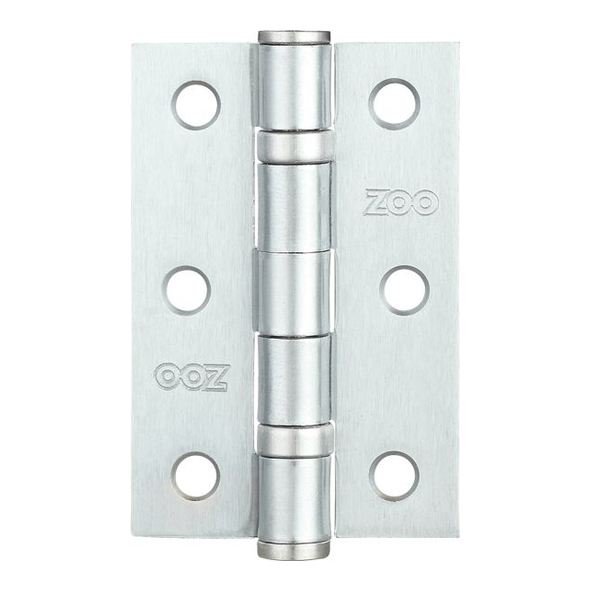 ZHS32SC • 076 x 050 x 2.0mm • Satin Chrome [40kg] • Strong Ball Bearing Square Corner Steel Butt Hinges