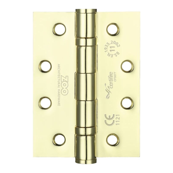 ZHS43EB • 102 x 076 x 3.0mm • Brassed [80kg] • G11 CE Strong Ball Bearing Square Corner Steel Butt Hinges