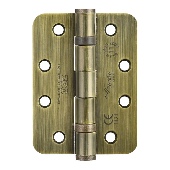 ZHS43RFB  102 x 076 x 3.0mm  Bronzed [80kg]  G11 CE Strong Ball Bearing Radiused Corner Steel Butt Hinges