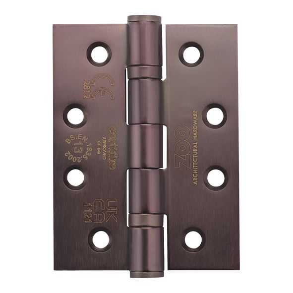 ZHSS243-ETB  102 x 076 x 3.0mm  Etna Bronze [120kg]  G13 CE Ball Bearing Square Corner 201 Stainless Butt Hinges