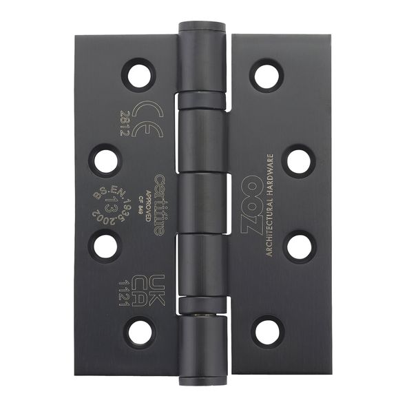 ZHSS243-MB  102 x 076 x 3.0mm  Black [120kg]  G13 CE Ball Bearing Square Corner 201 Stainless Butt Hinges