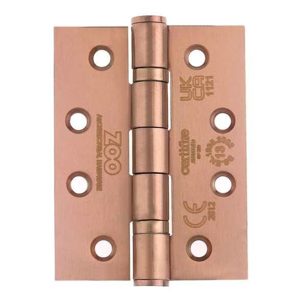 ZHSS243-PVDBZ  102 x 076 x 3.0mm  PVD Satin Bronze [120kg]  G13 CE Ball Bearing Square Corner 201 Stainless Butt Hinges