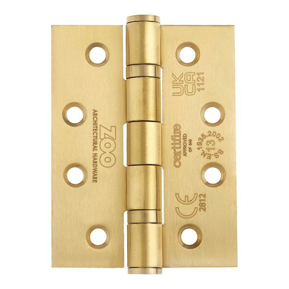 ZHSS243-PVDSB  102 x 076 x 3.0mm  PVD Satin Brass [120kg]  G13 CE Ball Bearing Square Corner 201 Stainless Butt Hinges