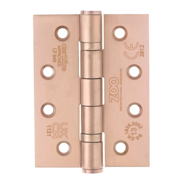 ZHSS243-TRG  102 x 076 x 3.0mm  Tuscan Rose Gold [120kg]  G13 CE Ball Bearing Radiused Corner 201 Stainless Butt Hinges