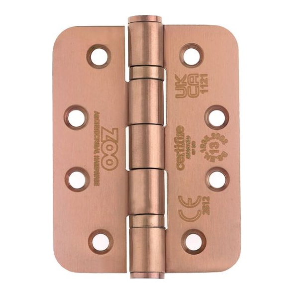 ZHSS243R-PVDBZ  102 x 076 x 3.0mm  PVD Satin Bronze [120kg]  G13 CE Ball Bearing Radiused Corner 201 Stainless Butt Hinges