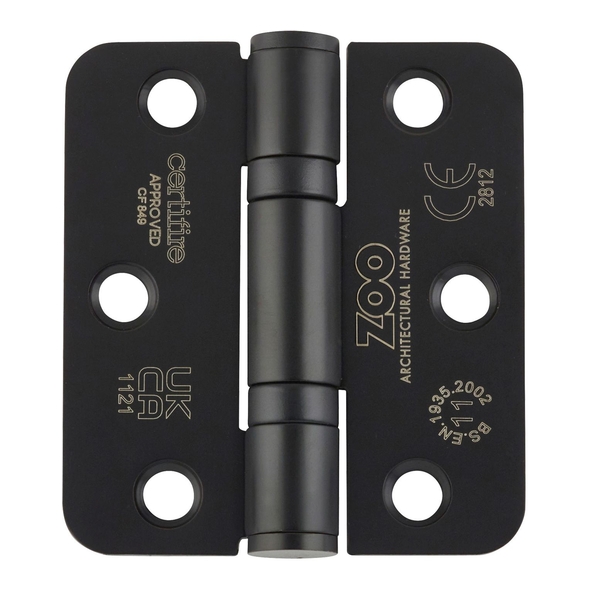 ZHSS7667R-PCB  076 x 067 x 2.5mm  Black [80kg]  G11 CE Ball Bearing Radiused Corner 201 Stainless Butt Hinges