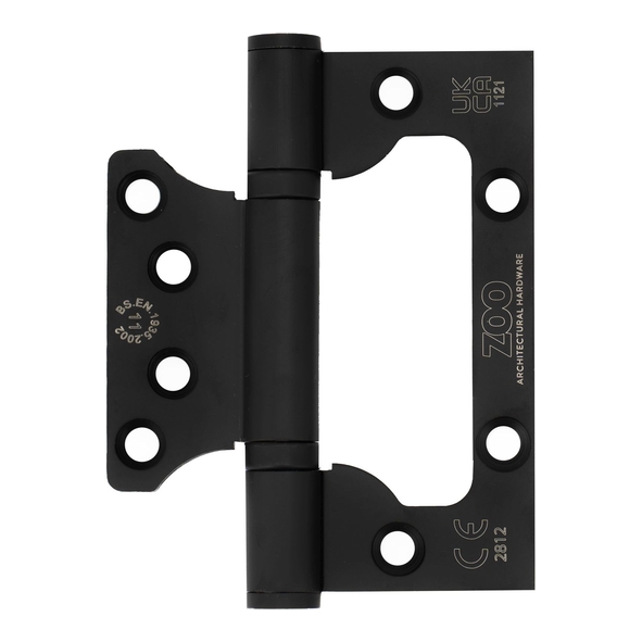 ZHSSFH-243S-MB  100 x 079 x 3.0mm  Matt Black [80kg]  G11 CE Square Corner 201 Stainless Flush Interleaf  Hinges