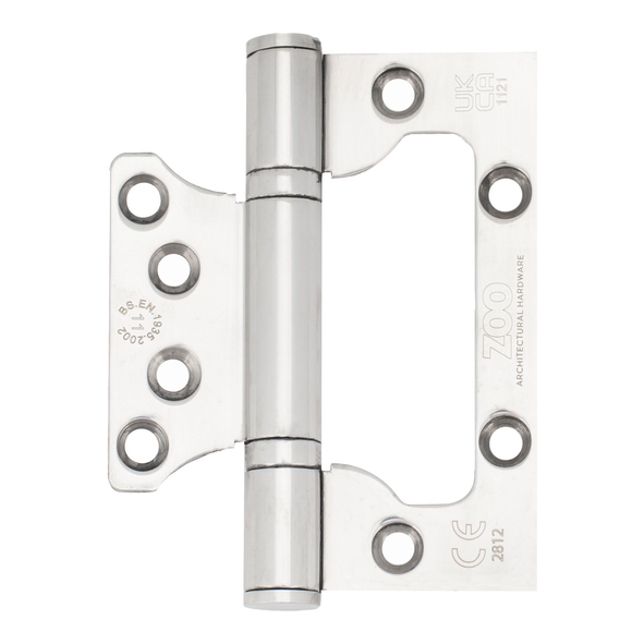 ZHSSFH-243S-P • 100 x 079 x 3.0mm • Polished [80kg] • G11 CE Square Corner 201 Stainless Flush Interleaf  Hinges