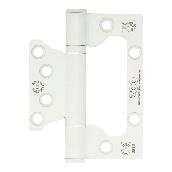 ZHSSFH-243S-PCW • 100 x 079 x 3.0mm • White [80kg] • G11 CE Square Corner 201 Stainless Flush Interleaf  Hinges