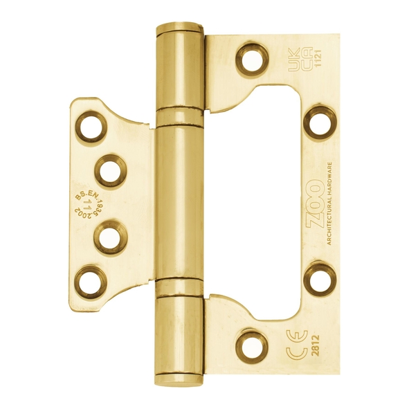 ZHSSFH-243S-PVD  100 x 079 x 3.0mm  PVD Brass [80kg]  G11 CE Square Corner 201 Stainless Flush Interleaf  Hinges