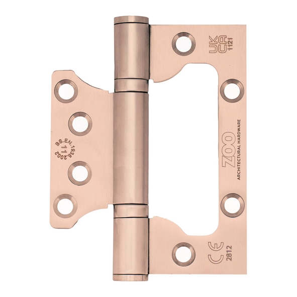 ZHSSFH-243S-TRG • 100 x 079 x 3.0mm • Tuscan Rose Gold [80kg] • G11 CE Square Corner 201 Stainless Flush Interleaf  Hinges